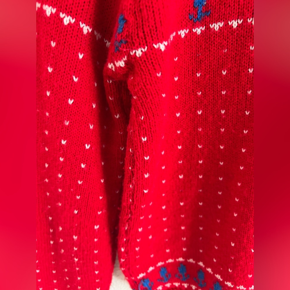 VINTAGE red sweetheart ski sweater / size S-M - Picture 6 of 6